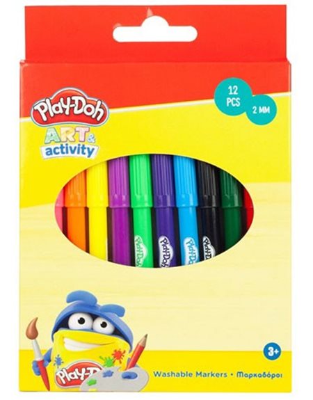 GIM Play-Doh Μαρκαδοροι Ζωγραφικης 12 Χρωματα Wasable – 320-00001