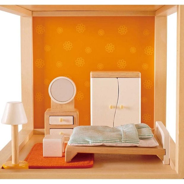Hape Happy Family Ξυλινο Υπνοδωματιο Κρεβατοκαμαρα Master Bedroom - E3450