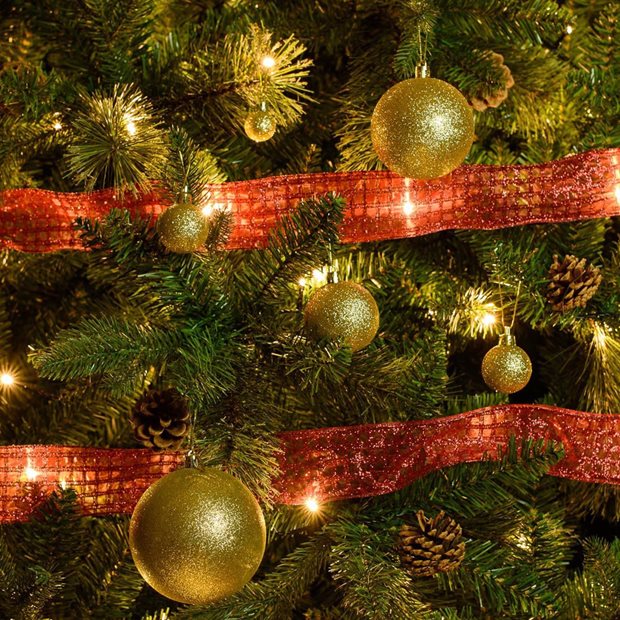 Χριστουγεννιάτικες Μπάλες 6Τμχ Με Γκλίτερ 4εκ Χρυσές - 53182-2