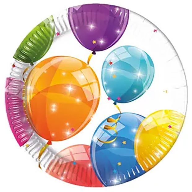 Χάρτινα Πιάτα Sparkling Balloons 20cm 8Τμχ - 093483